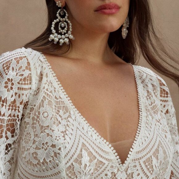 Anthropologie Rish Haleh Flutter Sleeve Lace Wedding Gown Size 6 NEW - Picture 5 of 12